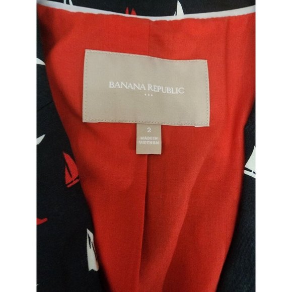 Banana Republic Blue Red White Sailboat Blazer Women's Size 2 Business Casual - Picture 3 of 6